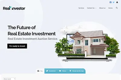 Real estate investment platform landing page design preview