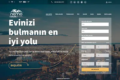 Real estate search platform homepage design preview